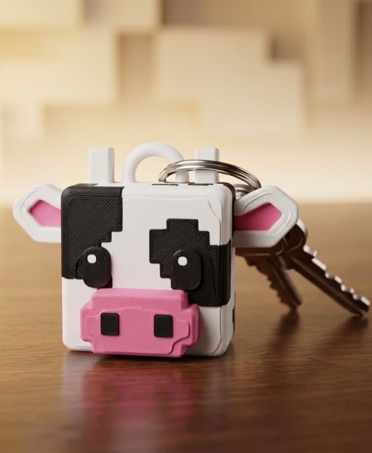 Pixel Cow KeyChain 3d model