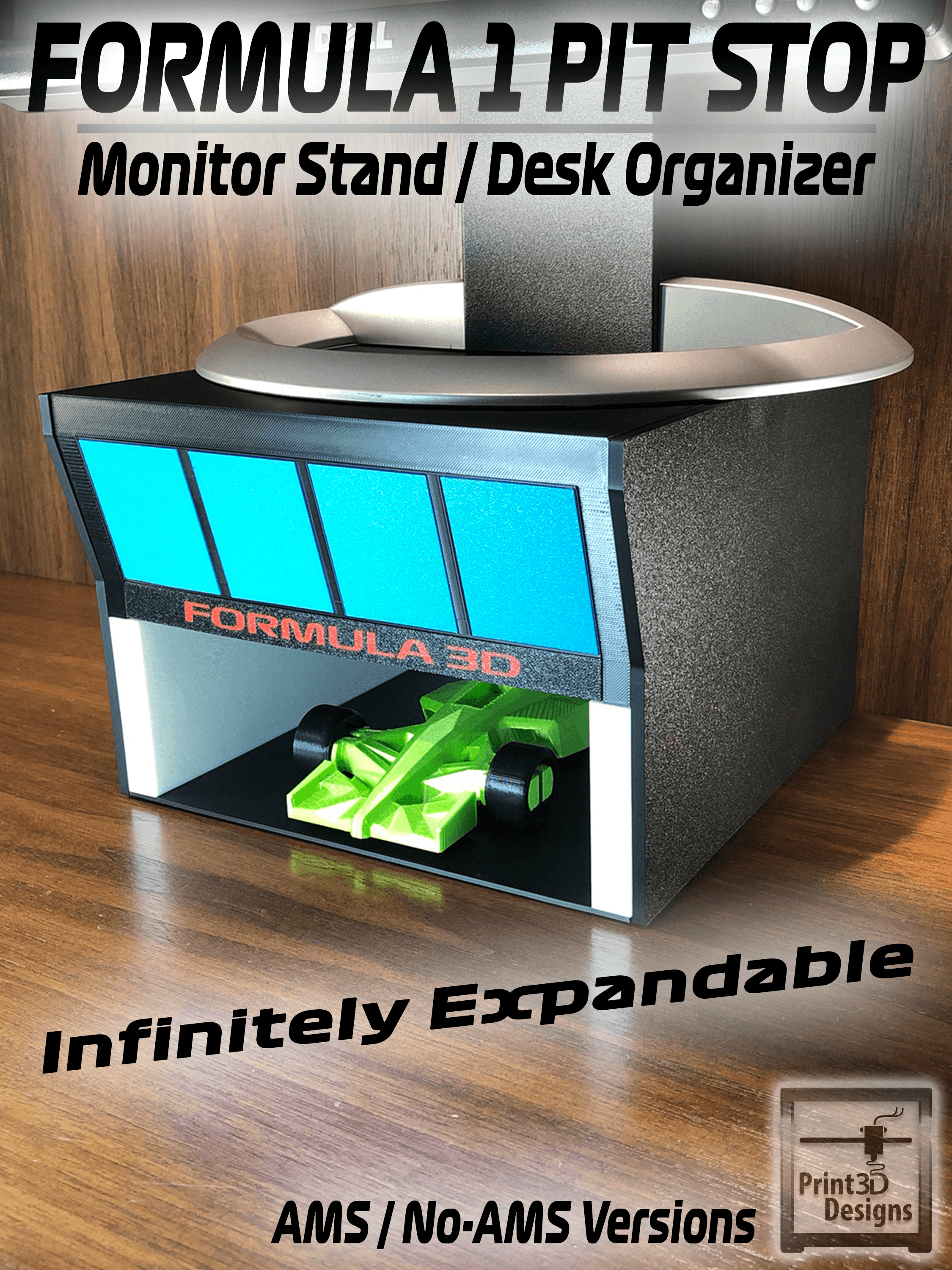 Formula 1 Pit Stop Monitor Stand / Desk Organizer 3d model