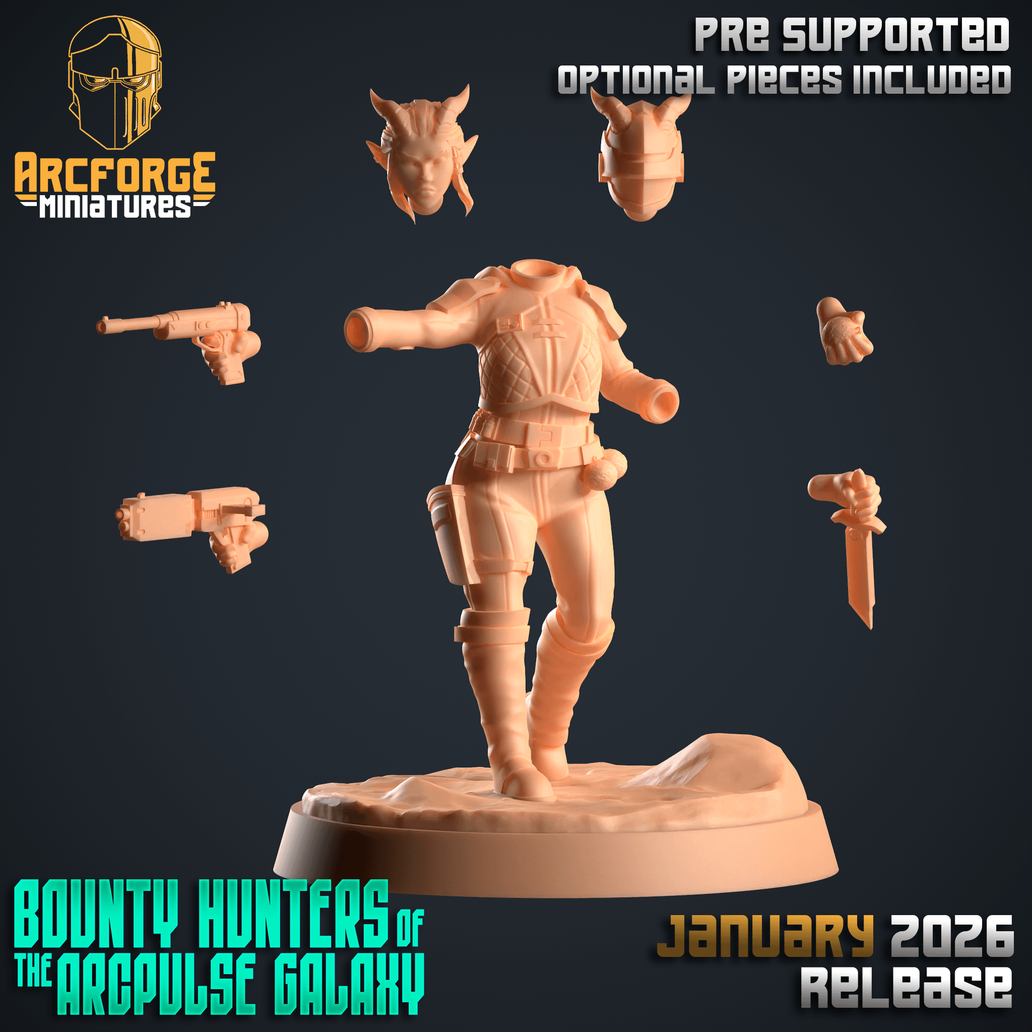 Female Tiefling Bounty Hunter 3d model