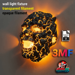 Lava Cracked Face Wall Sculpture-wall light fixture-3mf 3d model