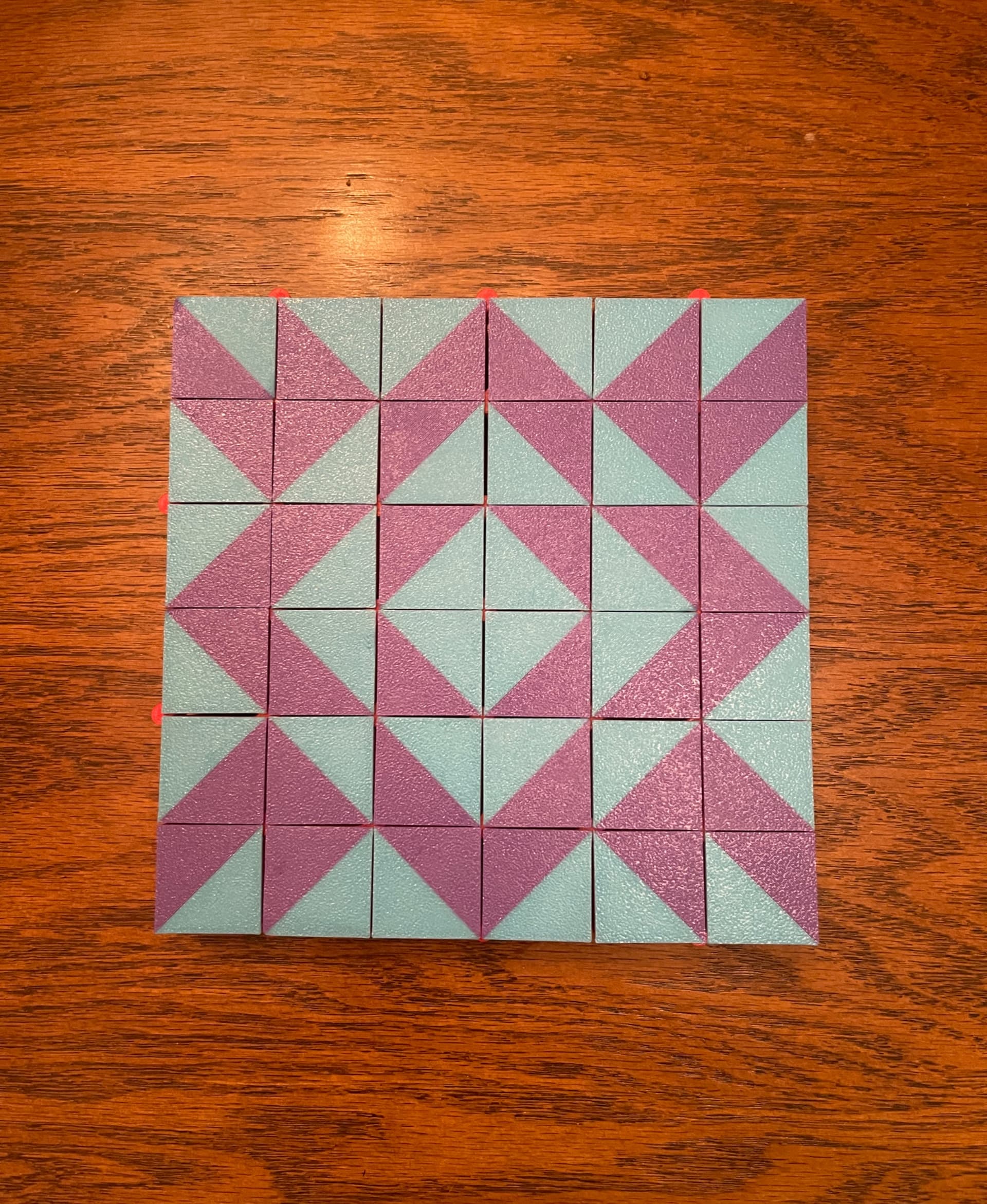 3D effect reverse of hearts with 30mm tiles on 6x6 frame.
