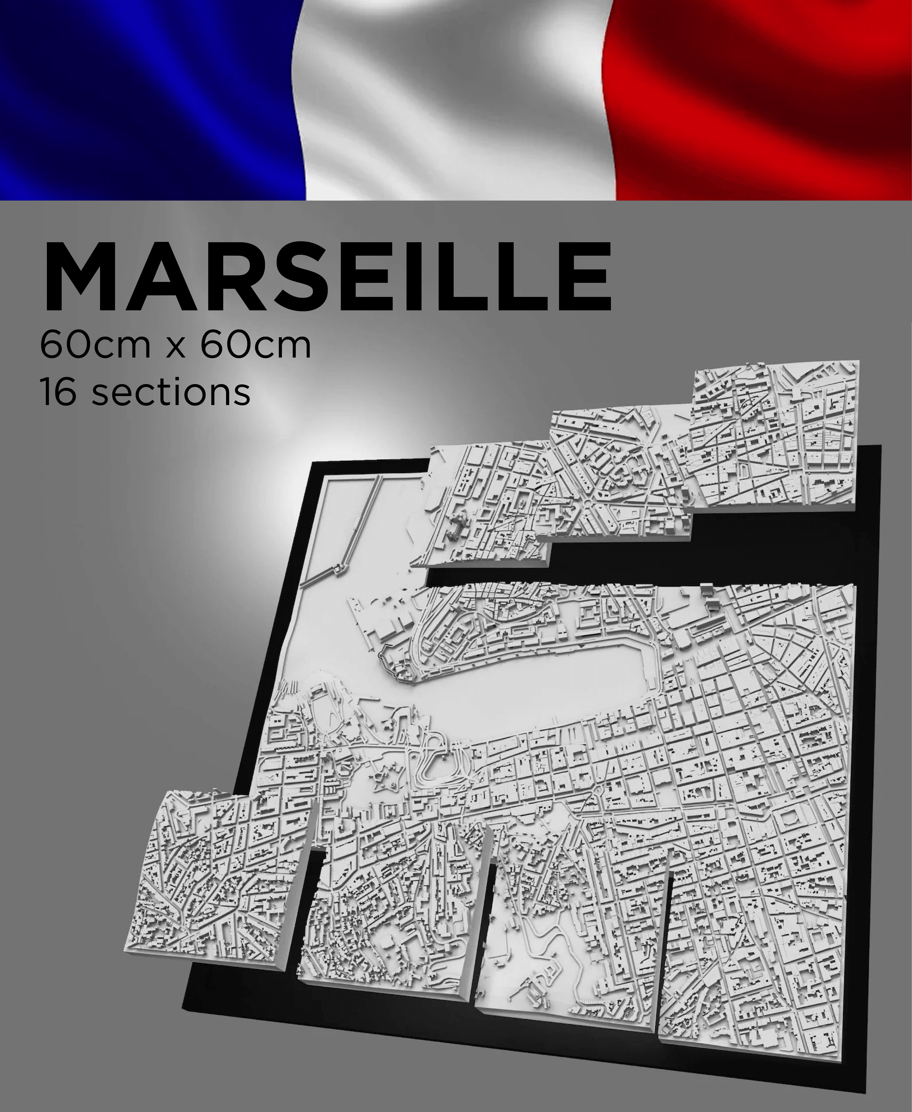 MARSEILLE, Skyline 3d map 3d model