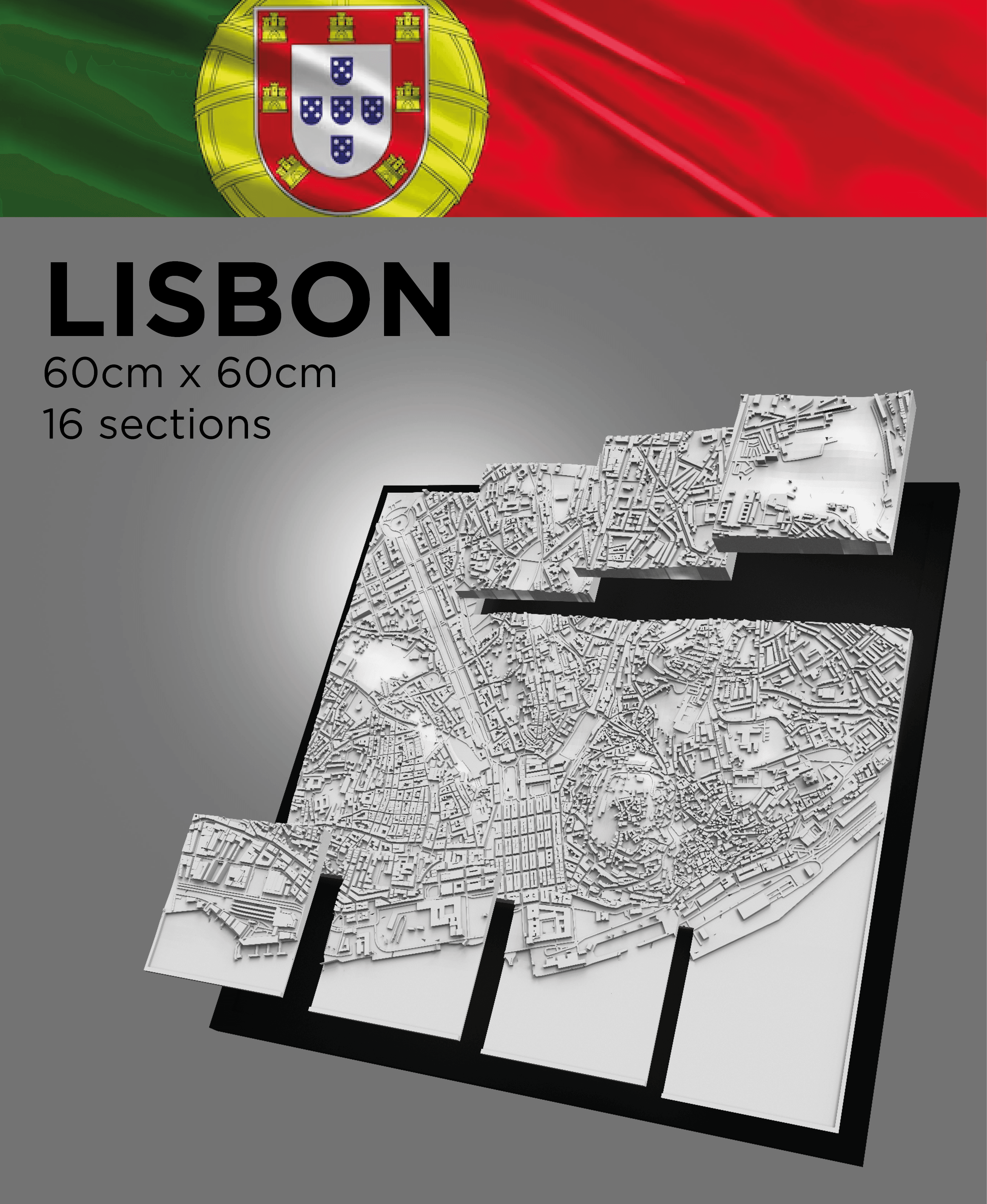 LISBON, Skyline 3d map 3d model