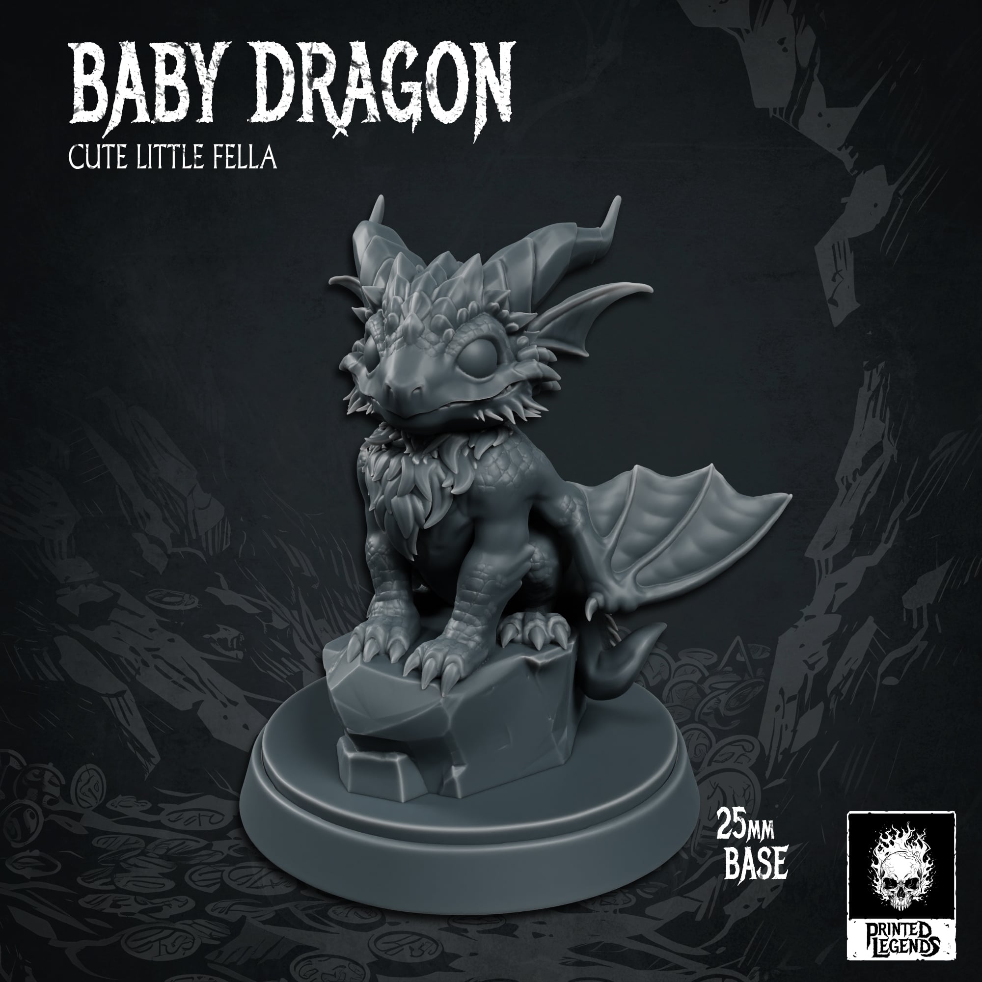 Baby Dragon (25mm Base) 3d model