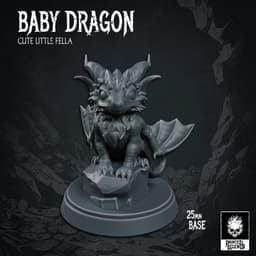 Baby Dragon (25mm Base) 3d model