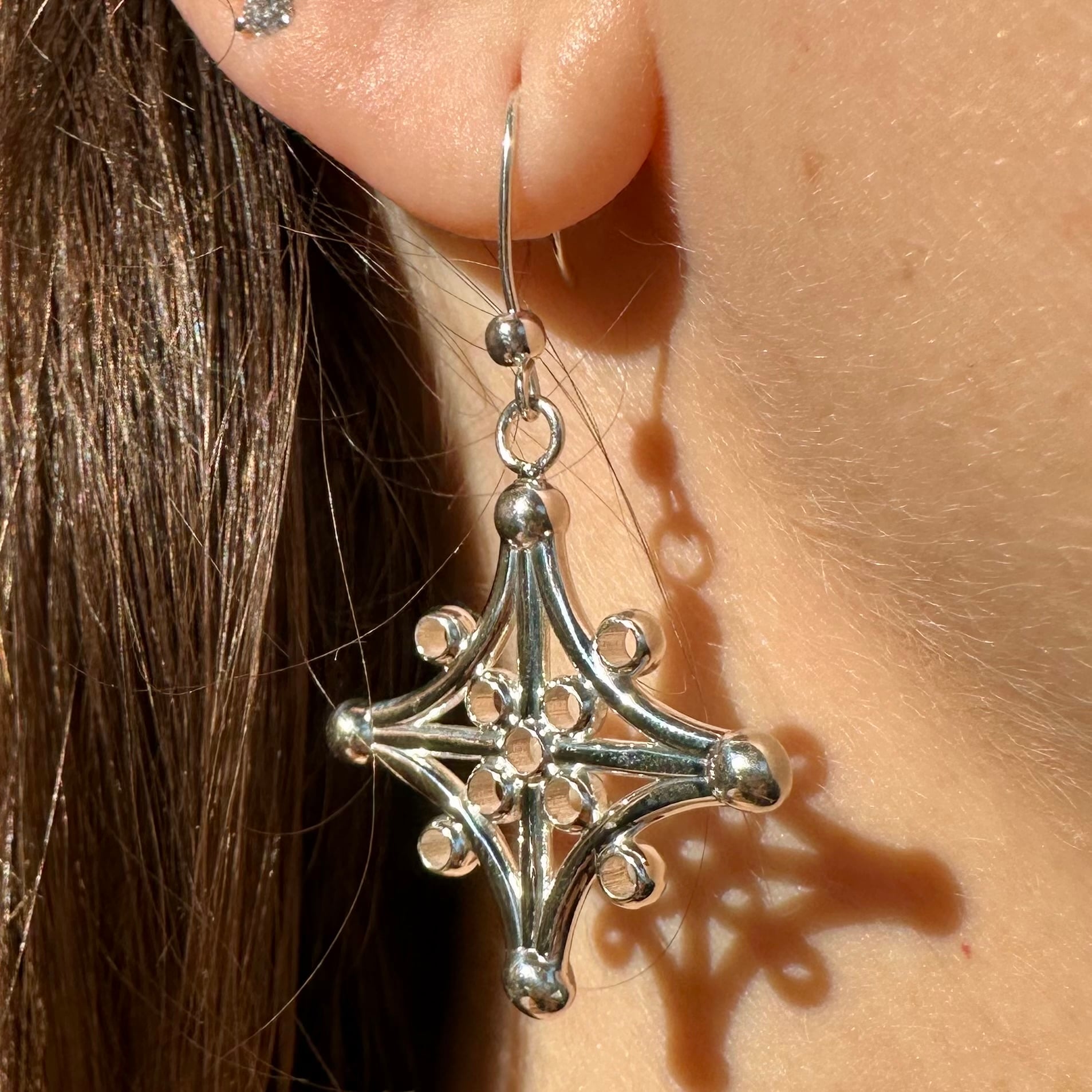 Snowflake Cross Earring 3d model