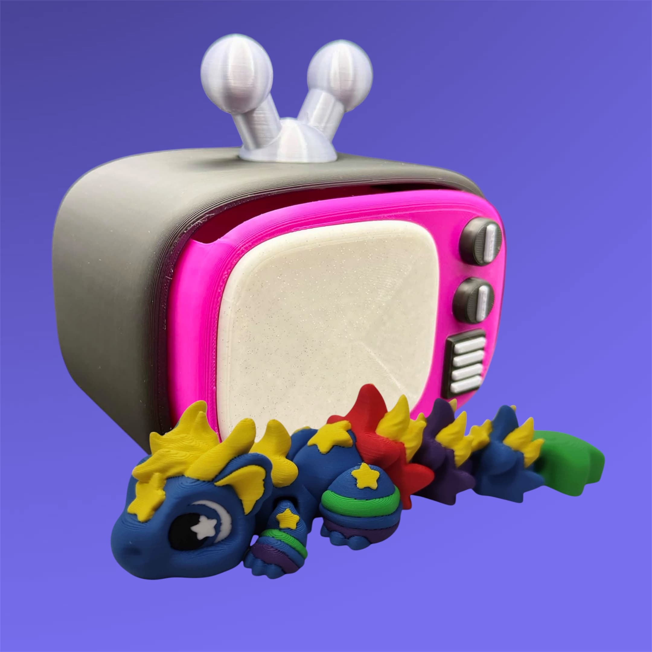80s Little Dragon with Retro TV Box 3d model