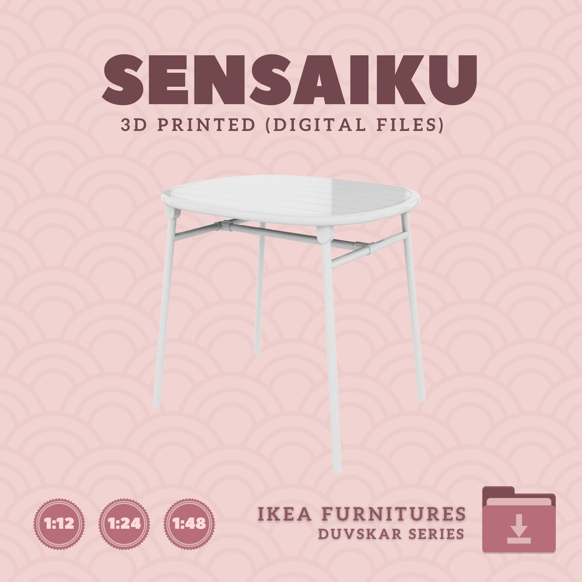 Miniature Replica 01. DUVSKAR Table for Miniature Dollhouse - IKEA - 3D Print Instant Download 3d model