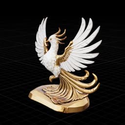 Golden Crystal Phoenix Sculpture 3d model