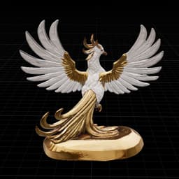 Golden Crystal Phoenix Sculpture 3d model