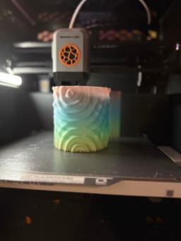 I used PLA Transparent Rainbow with Silver Glitter. Kept all the settings the same and it printed beautifully. PEIPlate with good adhesion. Completed led holder bottom first to test how the filament would do as it is thin. I love the result! 3d model