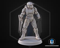 Campaign Evolved Master Chief Figurine Pose 2 - 3D Print Files 3d model