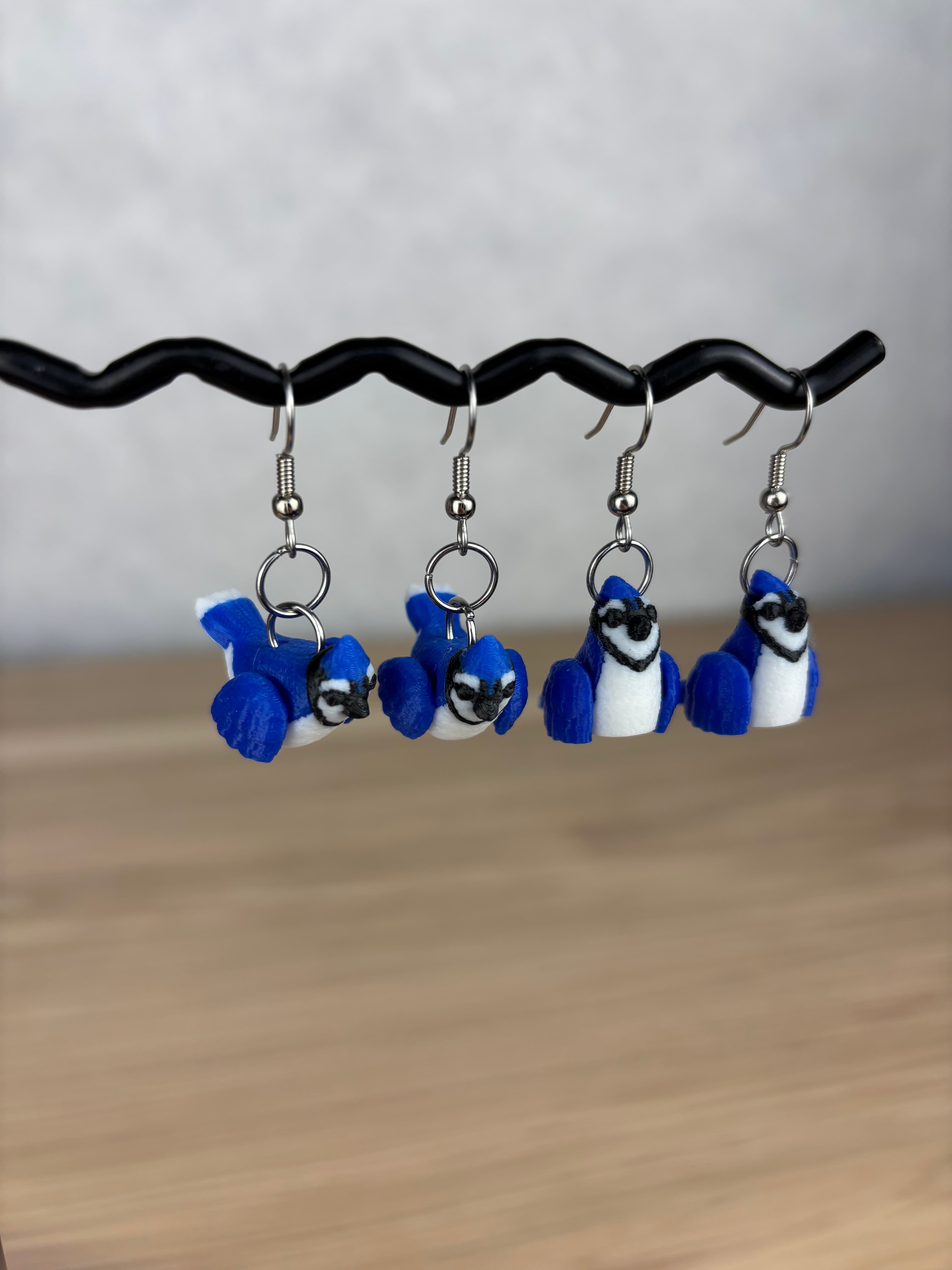 Blue Jay Earrings 3d model