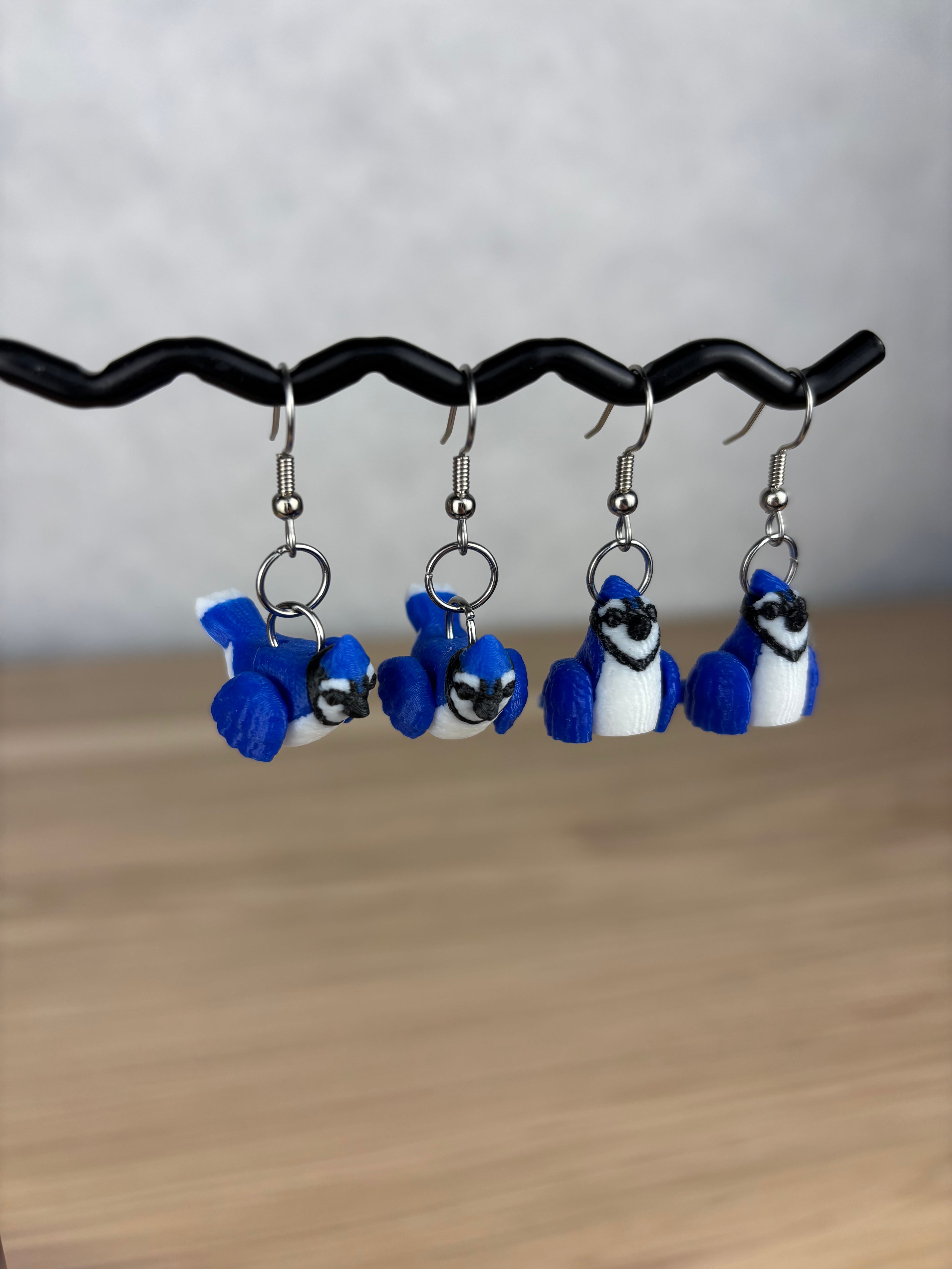 Blue Jay Earrings 3d model