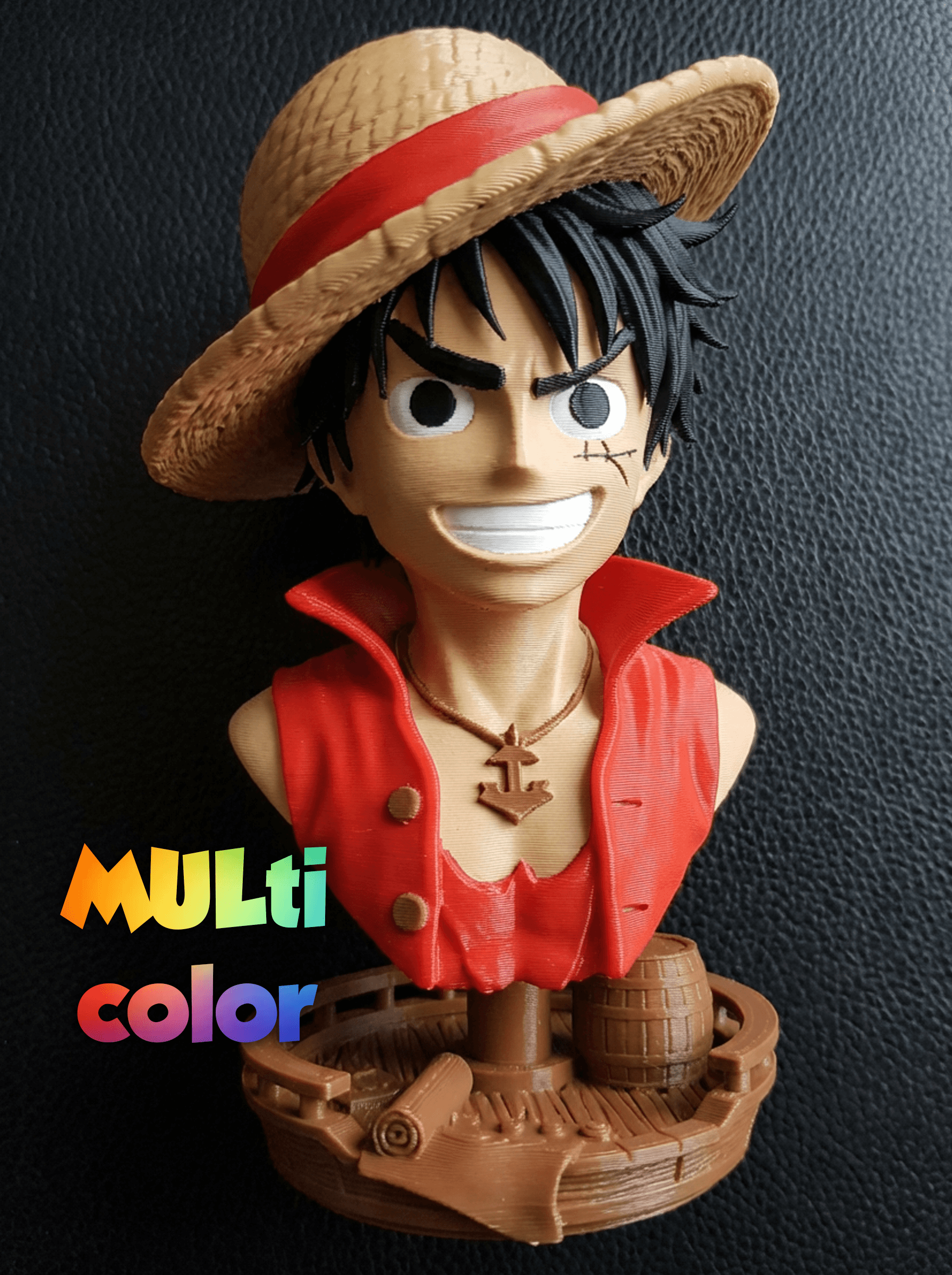 Straw Hat Pirate Bust Multi-Color 3MF | Anime Statue | Bambu Ready 3d model