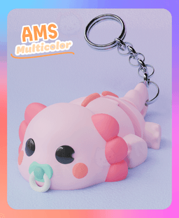 Flexi Baby Axolotl Keychain (Multicolor) 3d model