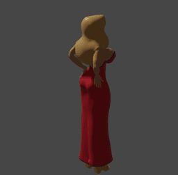 Voluptuous Toon Woman in Elegant Red Dress v2 3d model