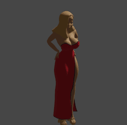 Voluptuous Toon Woman in Elegant Red Dress v2 3d model