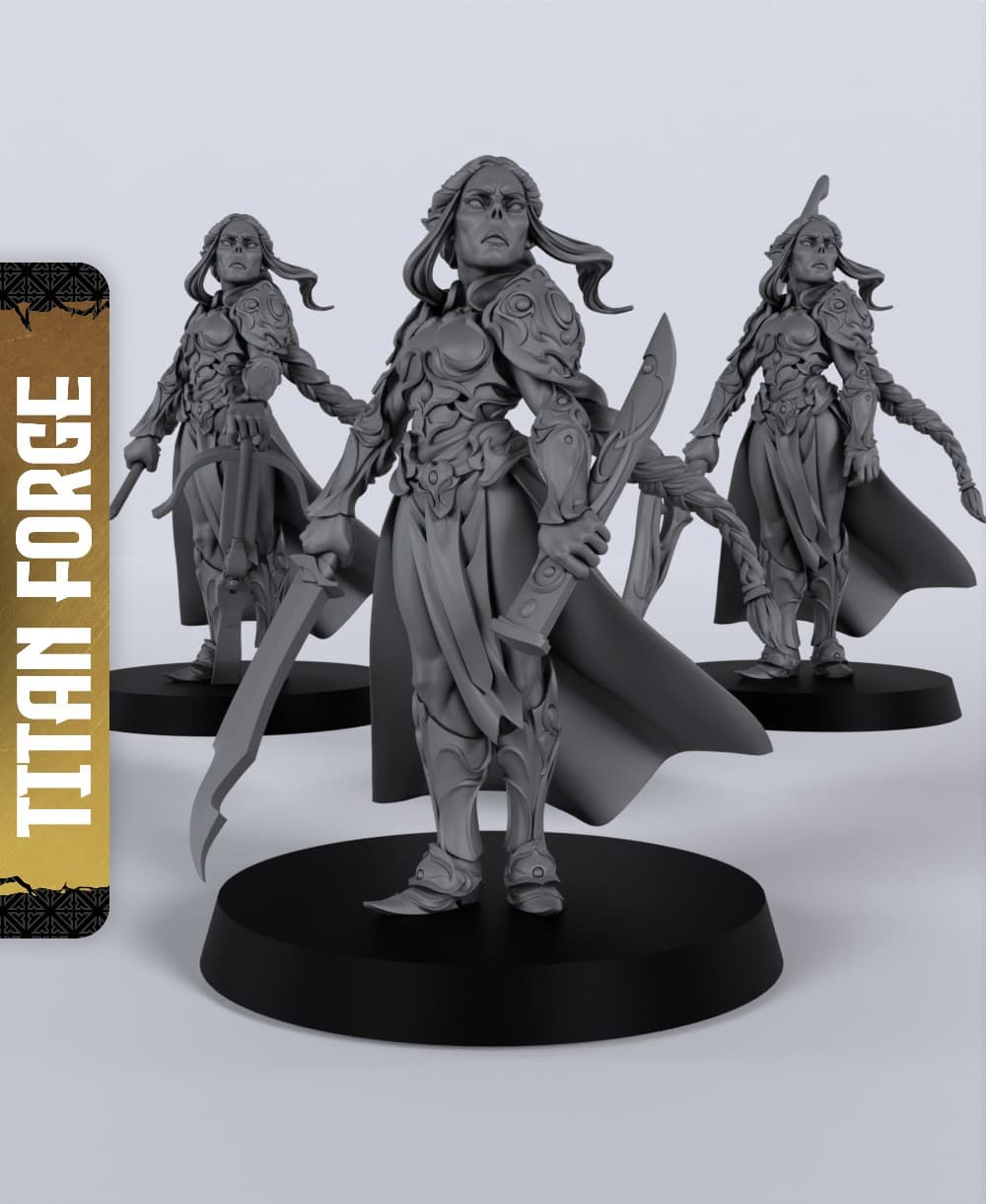 Githyanki Female Fighter - With Free Dragon - 5e DnD Inspired for RPG and Wargamers 3d model