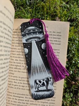 Cow Abduction" 3D Printed Bookmark β Multi-Color Layered Design 3d model