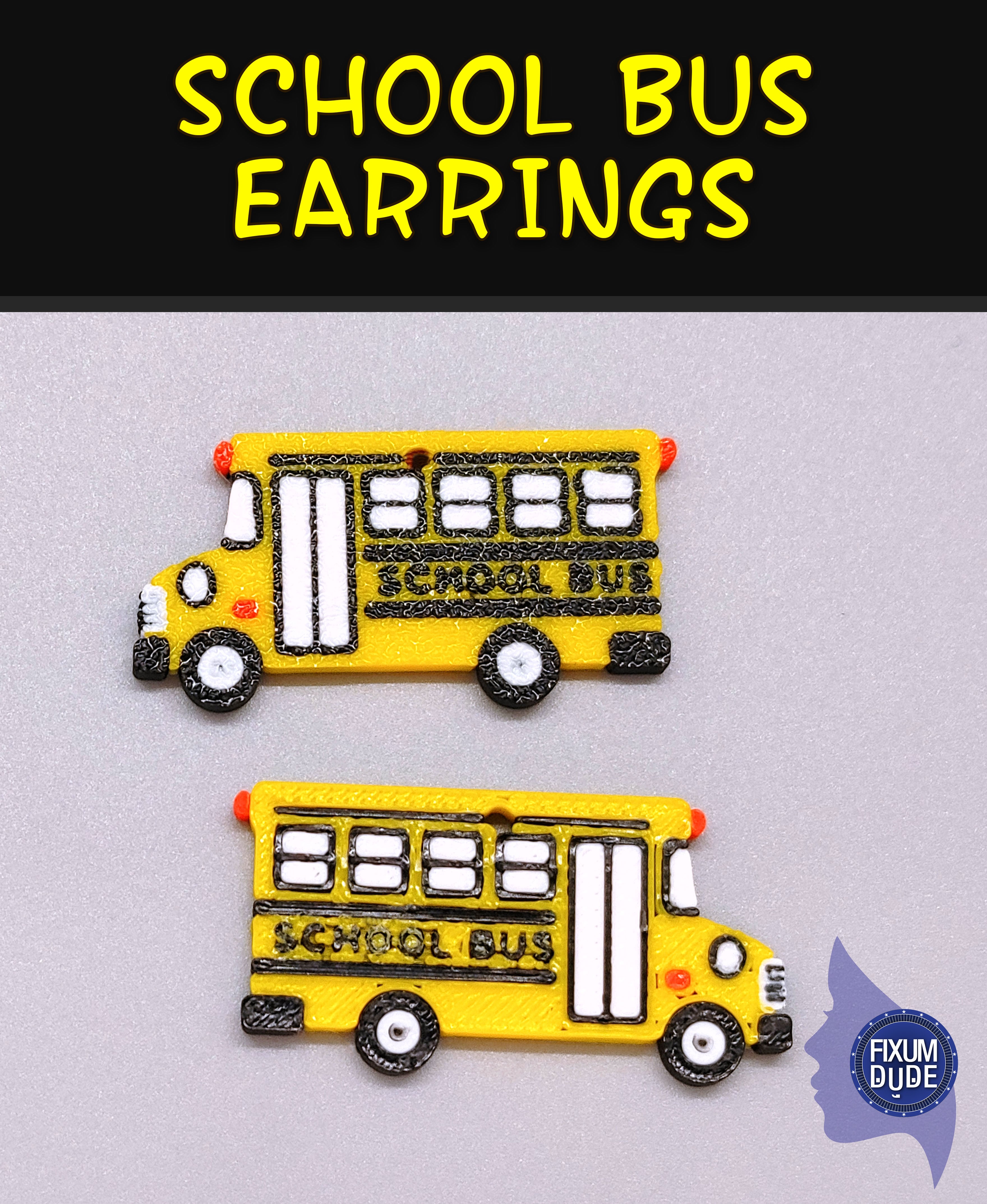 Cute School Bus Earrings 3d model