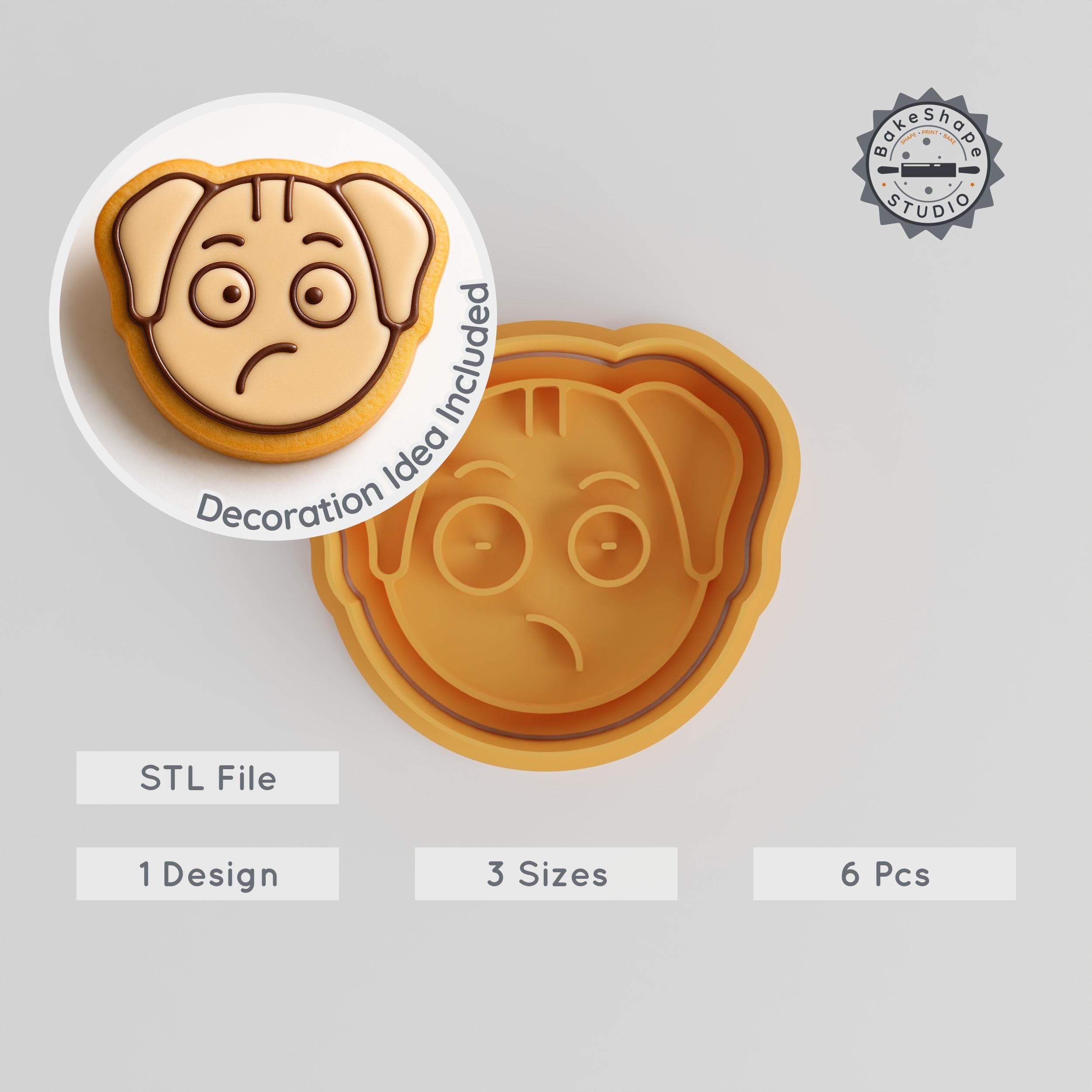 Thinking Animal Shape Cutter & Stamp Set, Cookie & Fondant Decor, 6 Pieces, S/M/L Sizes, Wildlife Dog Design PRODUCT_898 3d model