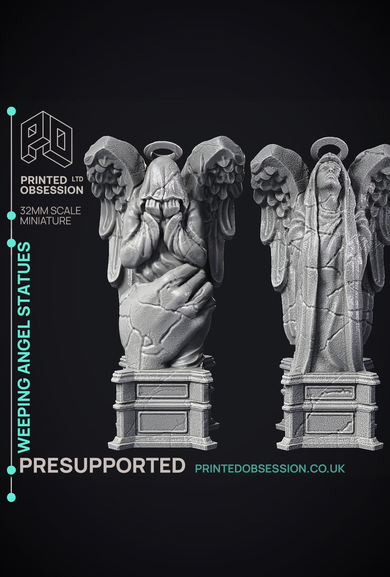 Weeping Angel Statues - Scenery - PRESUPPORTED - heaven hath no fury - 32 mm scale 3d model