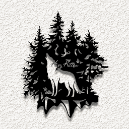 wolf night WALL ART HOME DECOR 3d model