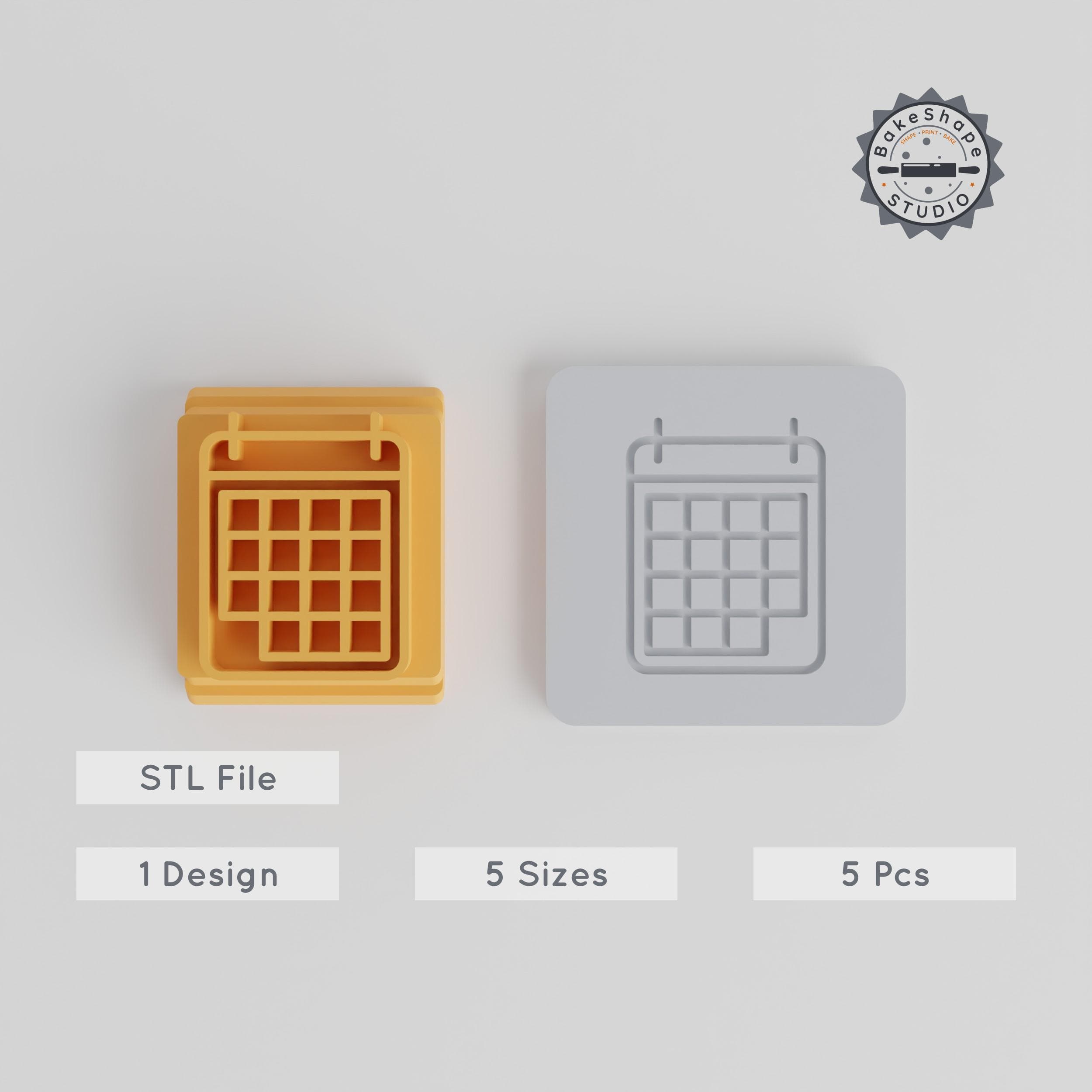 Calendar Stamp Tile Set, 5 Motif Sizes, Perfect for Clay, Cookies & Fondant, Holiday Planner, Daily & Monthly Organizer PRODUCT_3787 3d model