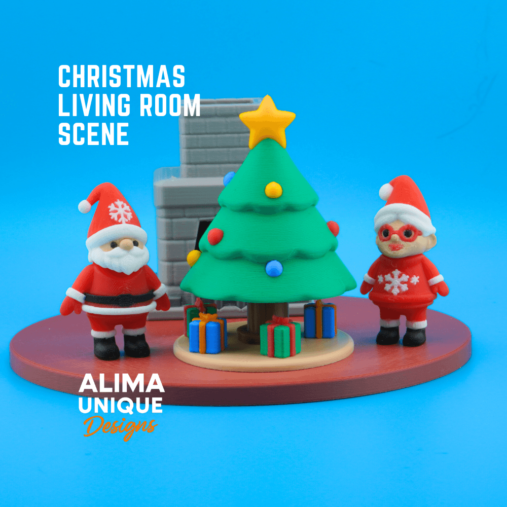 Living Room Christmas Scene 3d model