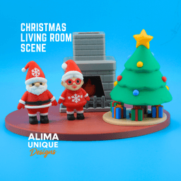 Living Room Christmas Scene 3d model