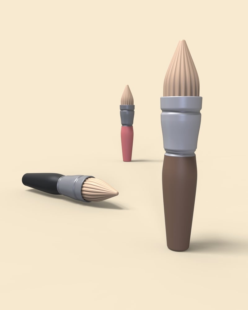 Paint Brush Fidget Clicker Keychain 3d model