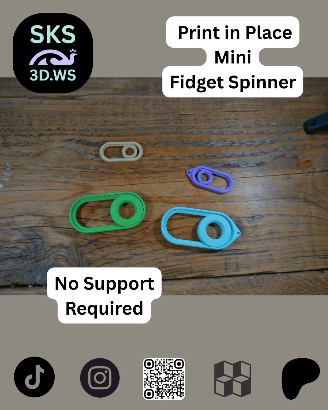 Mini Print-in-Place Fidget Spinner Free Model 3d model