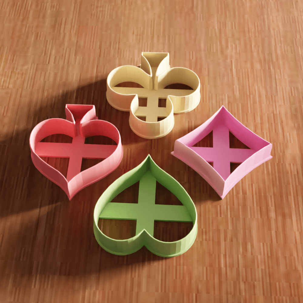 Playing Card Suits Cookie Cutter Stamp Bundle 3d model