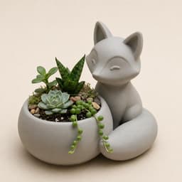 Cute Fox Planter STL Succulent Pot Home Decor 3d model