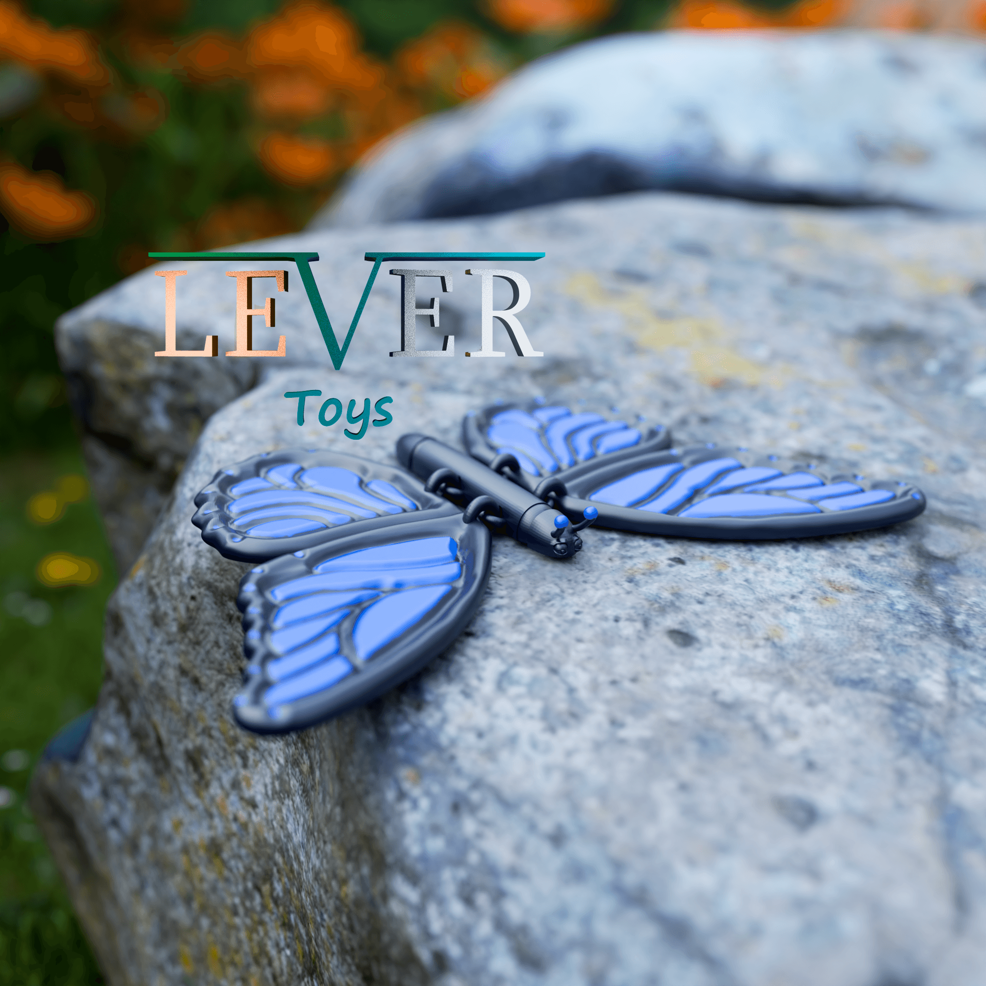 FLEXI BLUE BUTTERFLY (ARTICULATED) PRINT-IN-PLACE LEVER TOYS 3d model