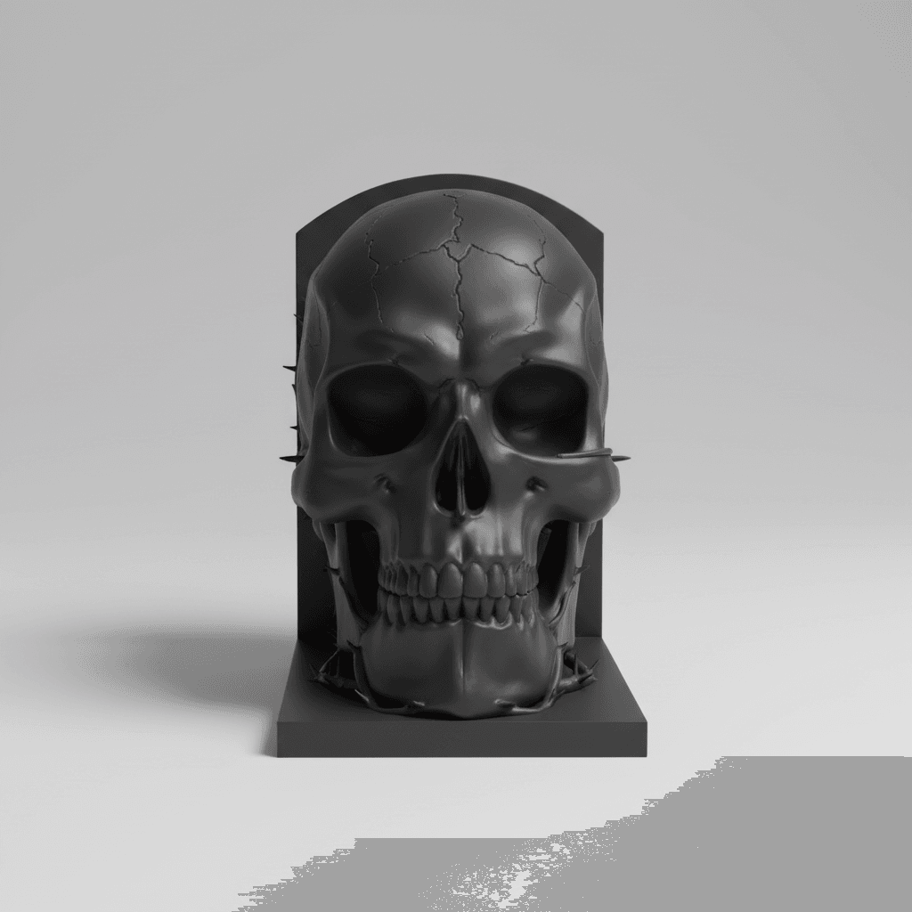 cracked skull bookend.3mf 3d model