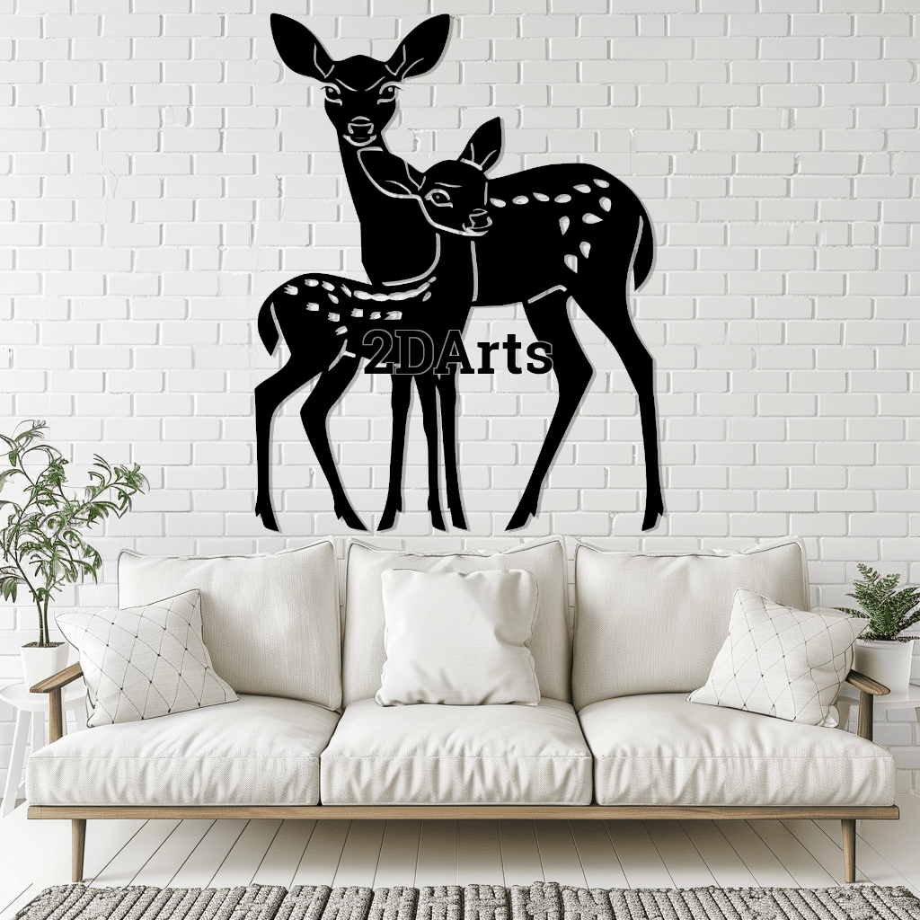 2D Deer Wall Art 3d model