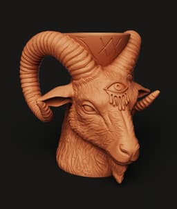 Occult Baphomet Pot STL | Gothic Goat 3D Print | Dark Decor 3d model
