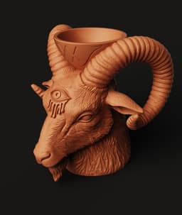 Occult Baphomet Pot STL | Gothic Goat 3D Print | Dark Decor 3d model