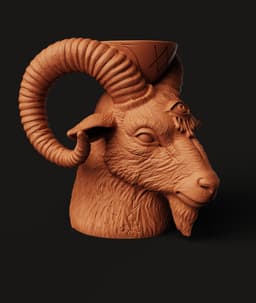 Occult Baphomet Pot STL | Gothic Goat 3D Print | Dark Decor 3d model