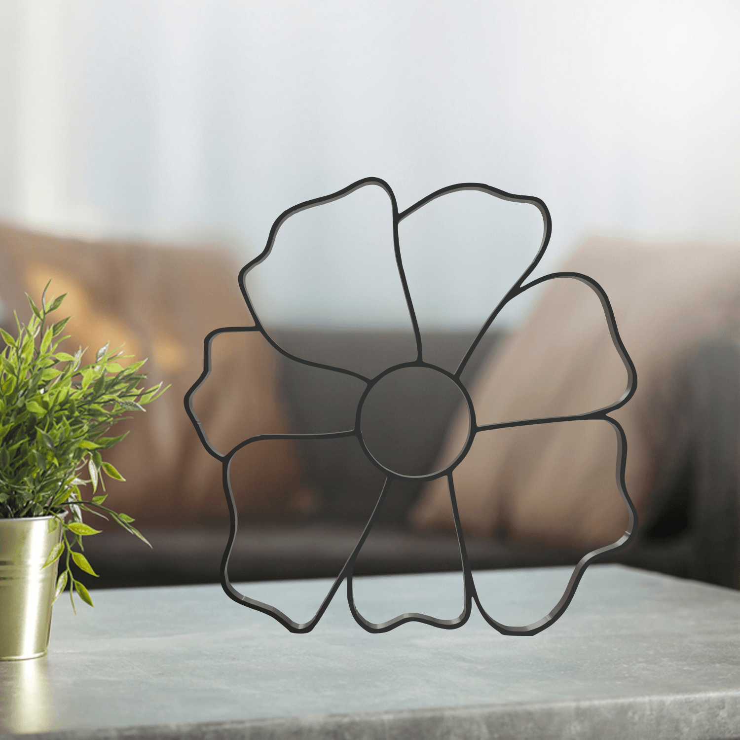Flower Line Art, Modern, Minimalist 3d model