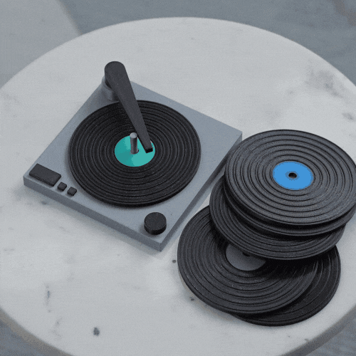 Vinyl Record Player Coaster Set 3d model
