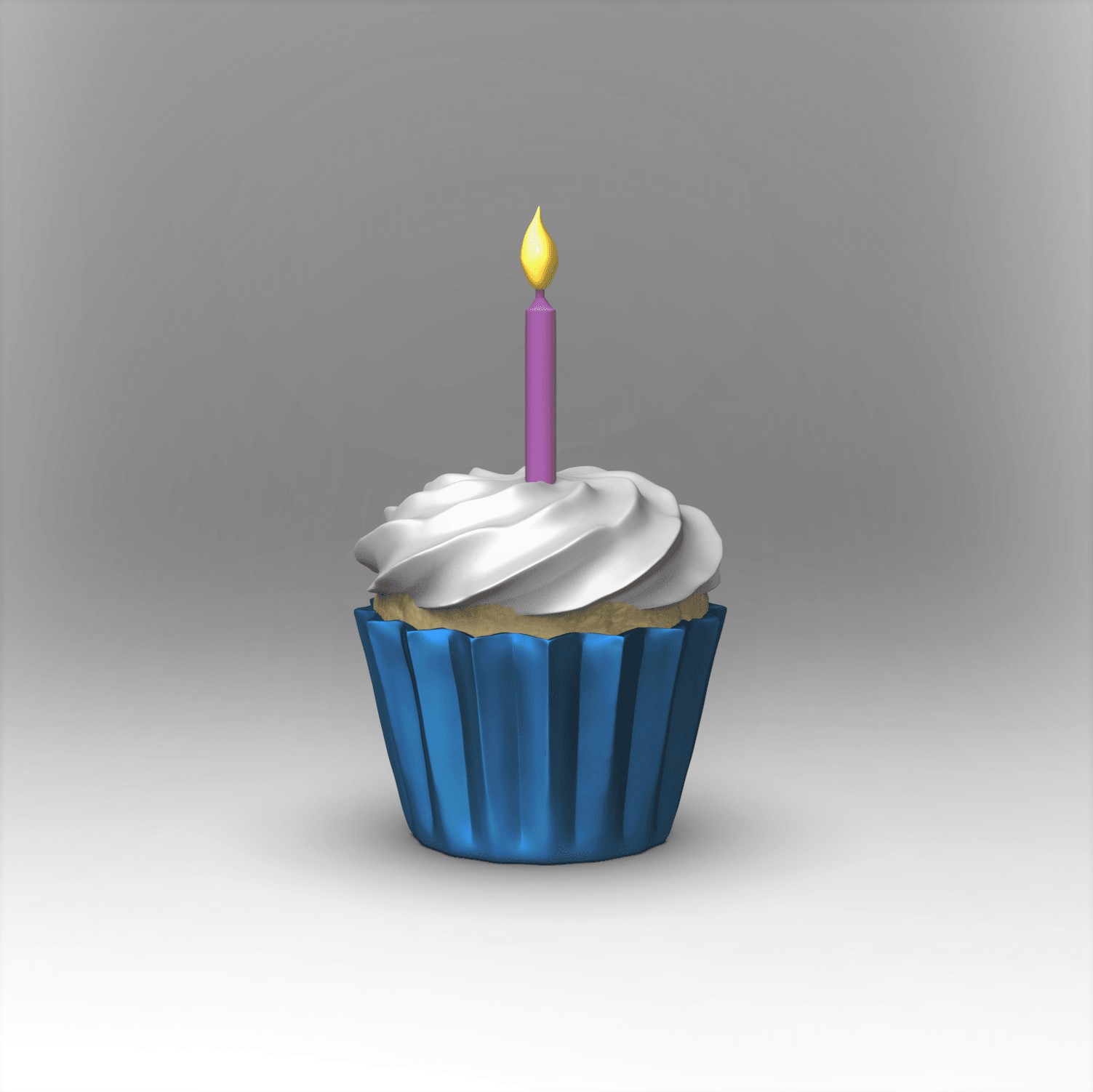 Basic Cupcake with Candle +MMU Files 3d model