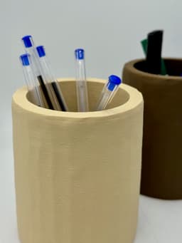 Carved Wood-Look Pencil Pot 3d model