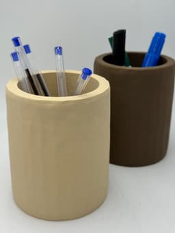 Carved Wood-Look Pencil Pot 3d model