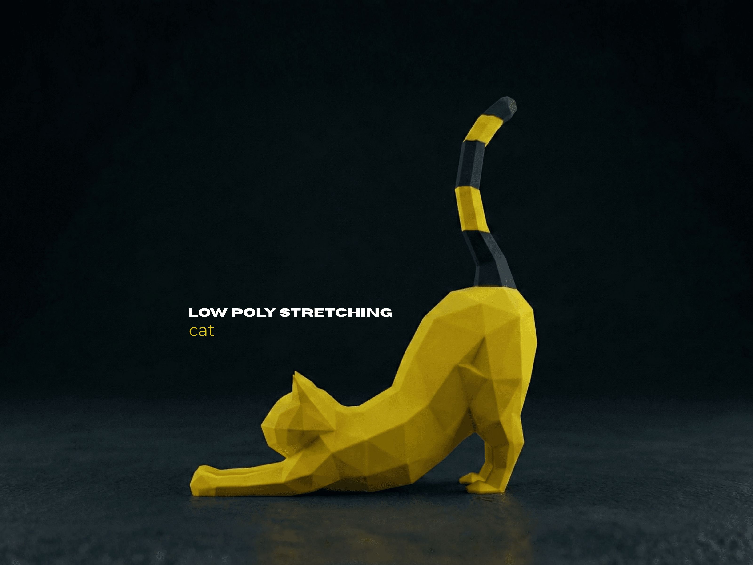 Low Poly Stretching Cat 3d model