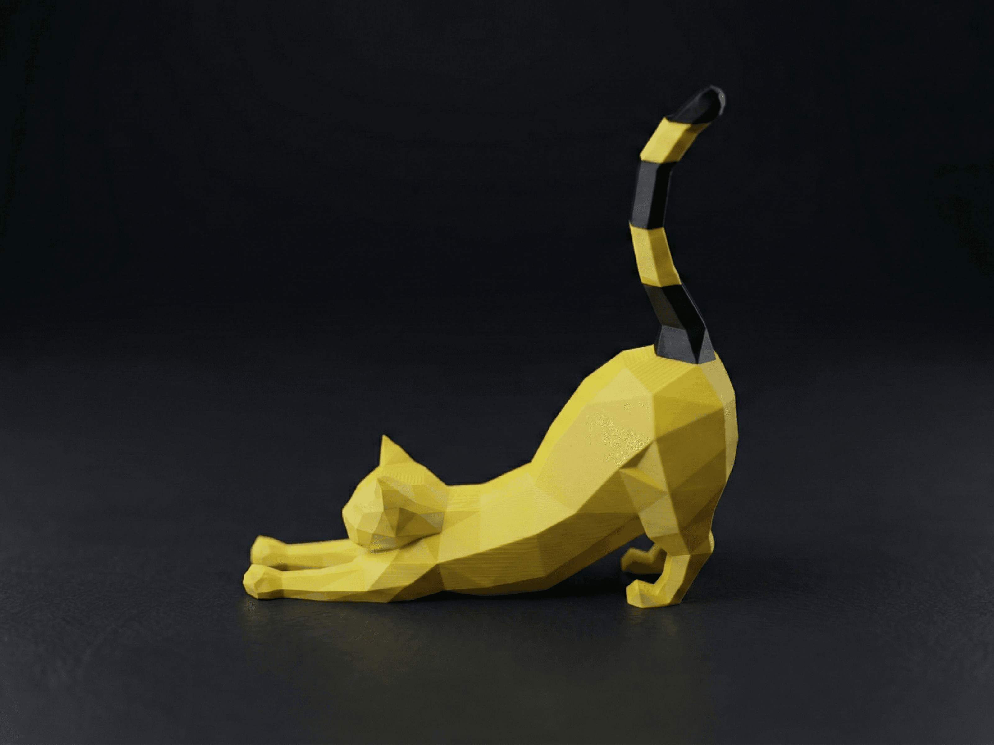 Low Poly Stretching Cat 3d model