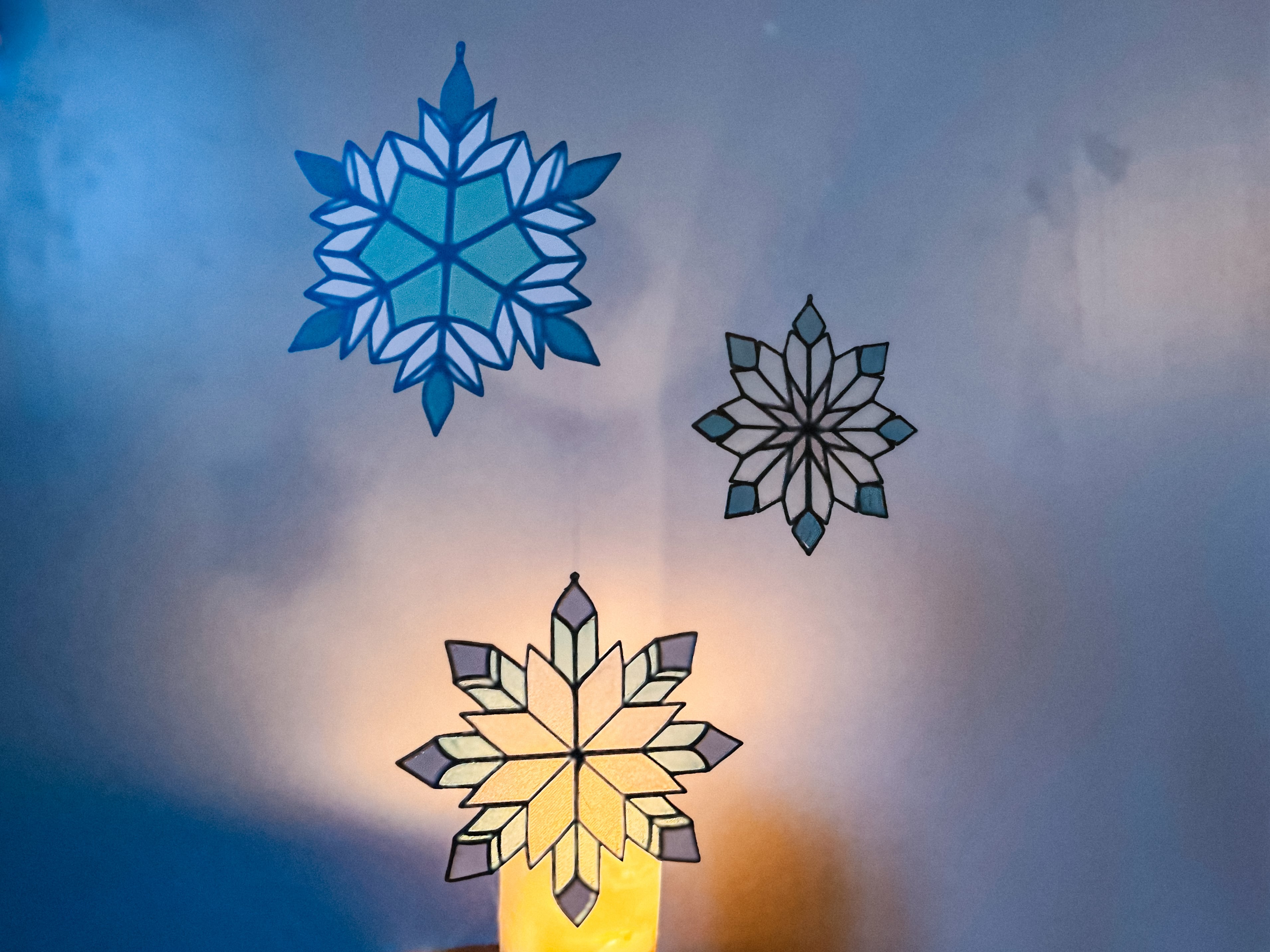 Stained Glass Snowflake Decorations 3d model