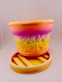 5 Petal Lots of Flowers Pot 3d model